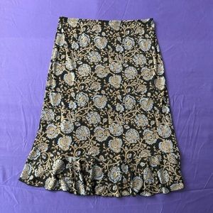 BCBG Paris Women’s‎ Black Blue & Tan Floral Print Skirt Size Medium